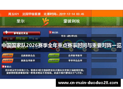 中国国家队2026赛季全年重点赛事时间与重要对阵一览