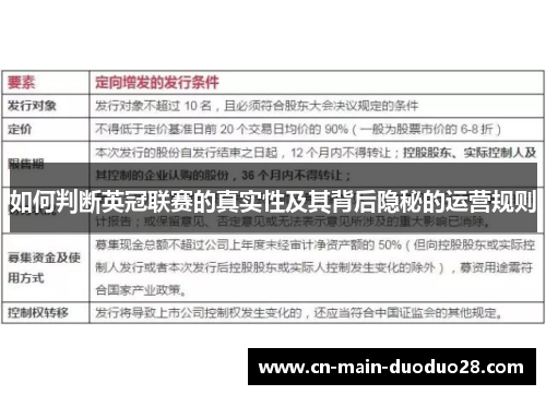 如何判断英冠联赛的真实性及其背后隐秘的运营规则 如何判断英冠联赛的真实性及其背后隐秘的运营规则