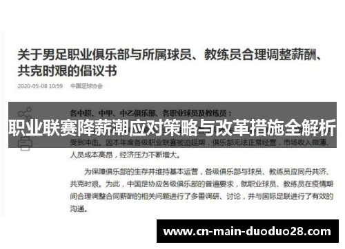 职业联赛降薪潮应对策略与改革措施全解析